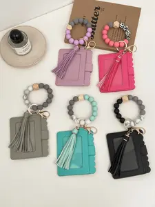 BEADED BRACELET KEYCHAIN CARD HOLDER WALLET