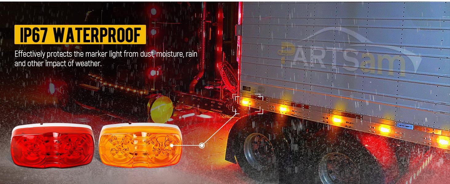 Partsam Trailer RV Marker LED Light Double Bullseye 10 Diodes Clearance Light