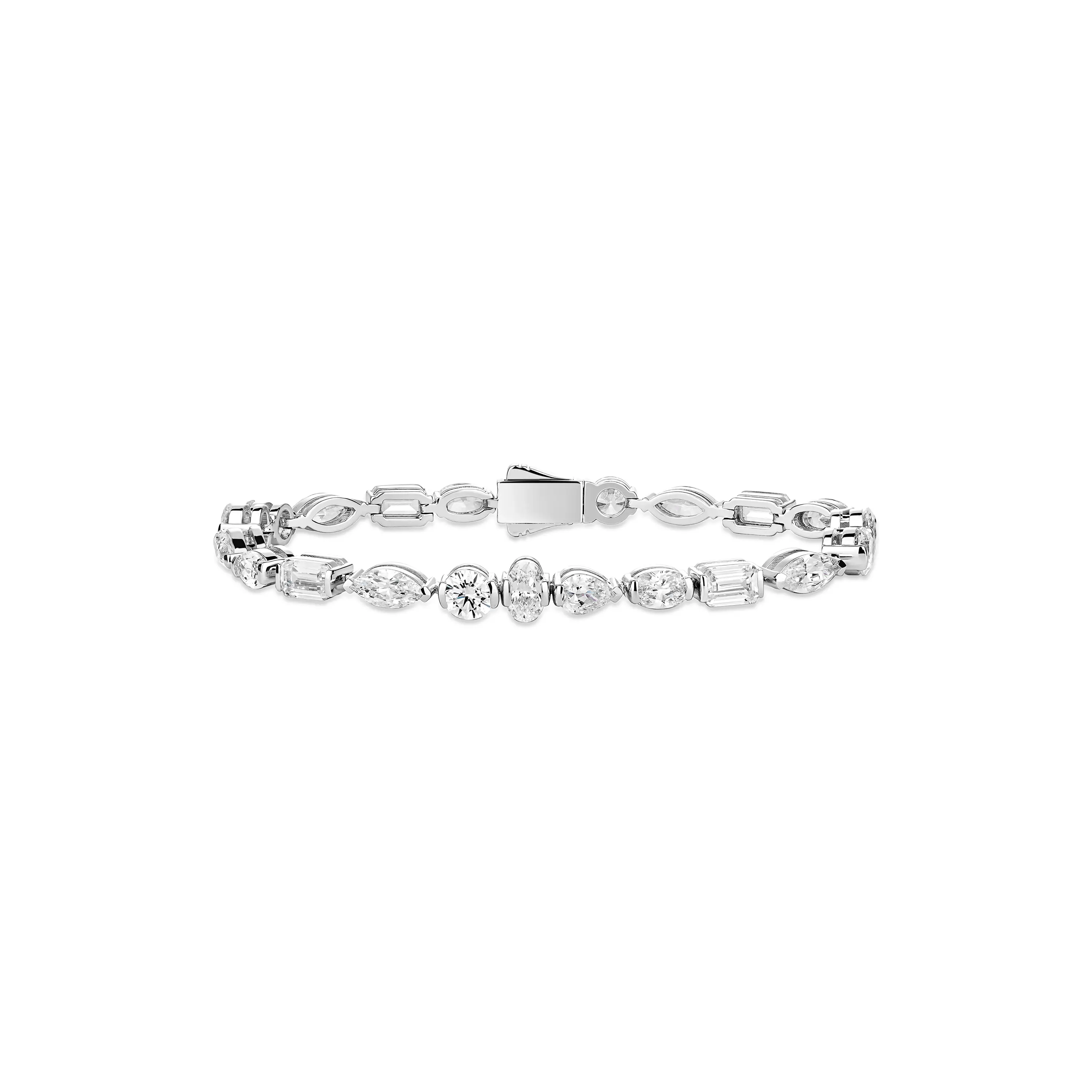 VAMERAY #46768 18 Carat Multi-Cut Station Prong-Set Tennis Bracelet