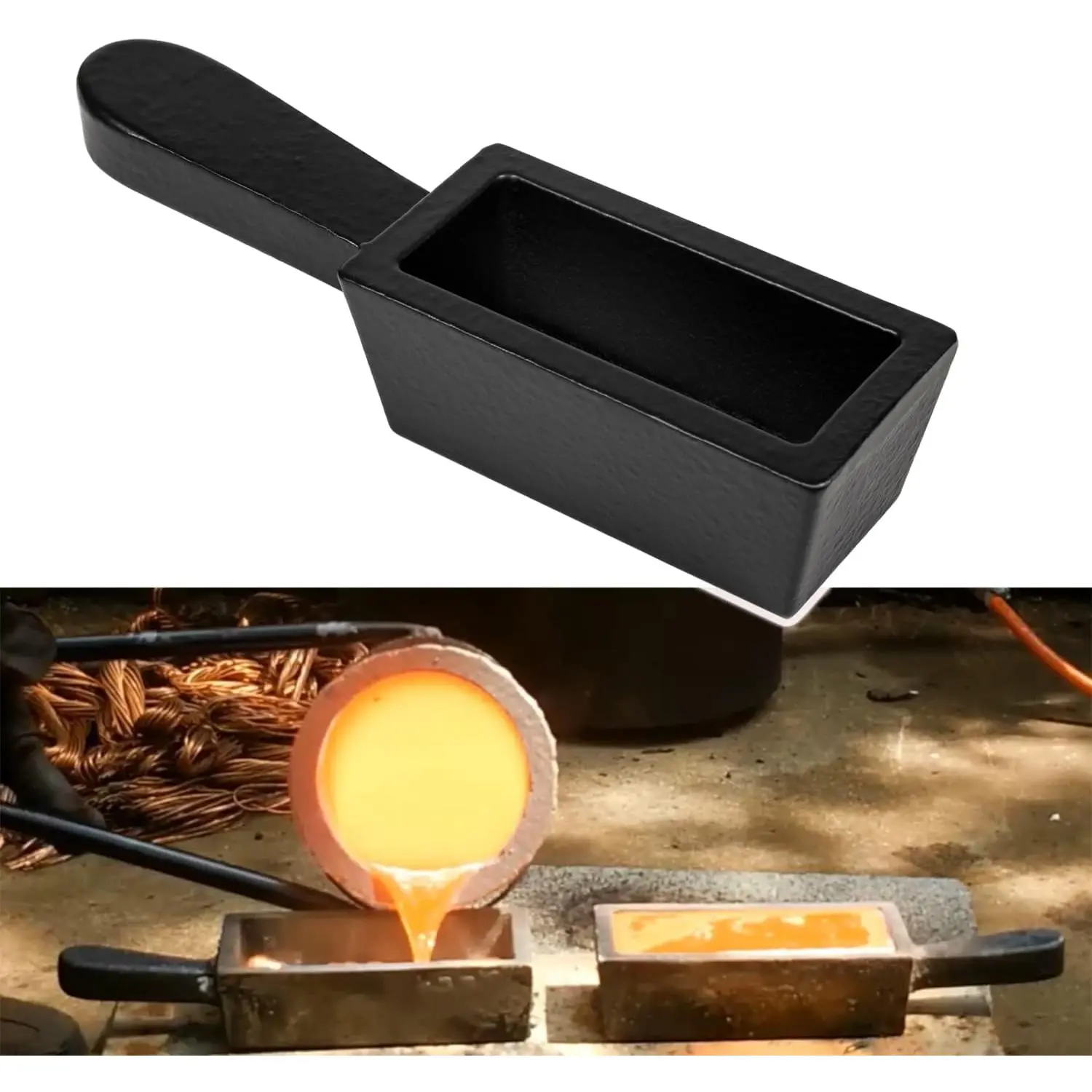 25 oz Loaf Ingot Cast Iron Ingot Mold for Melting Casting Refining   Aluminum Copper Brass