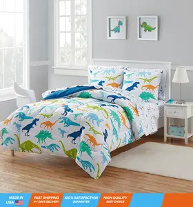 Kids Bedding Set Bed in a Bag for Boys and Girls Toddlers Printed Sheet Set and Comforter , Full, Dinosaur