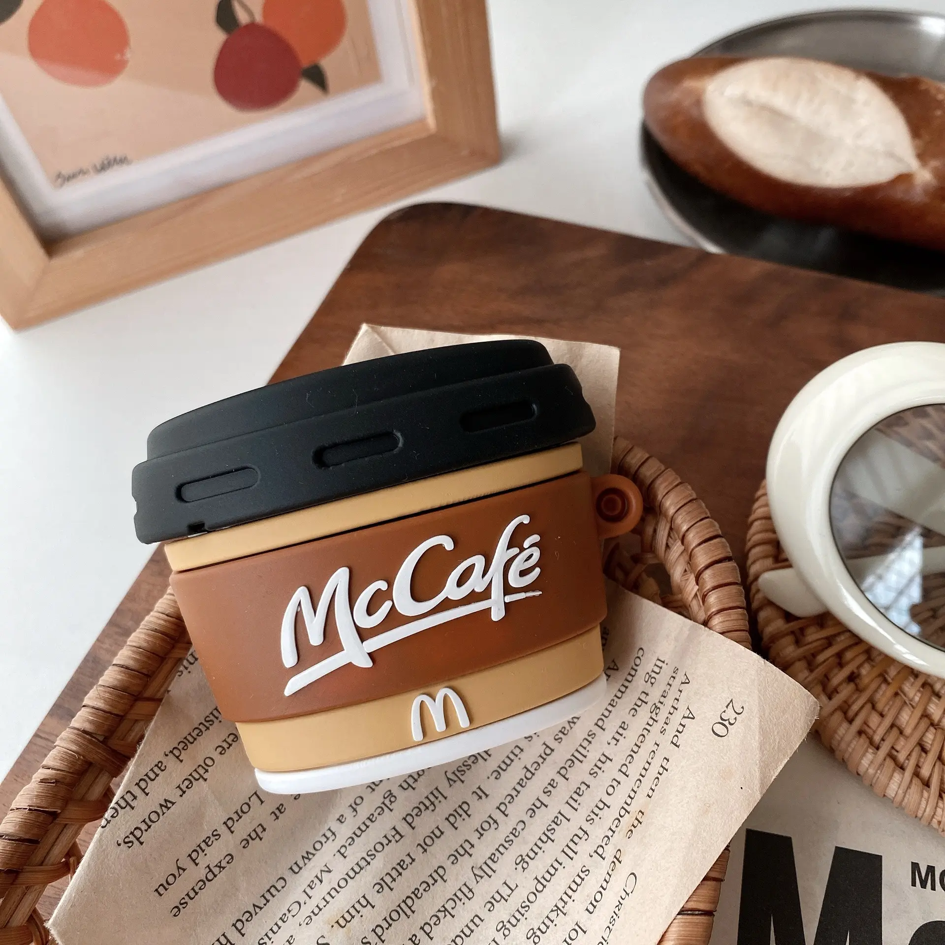 1 coffee cup shaped headphone case, anti drop, durable and Protection silicone headphone case, Apple wireless Bluetooth headphone case, suitable for AirPods 1/2/3/4/pro/pro2/pro3 Headset