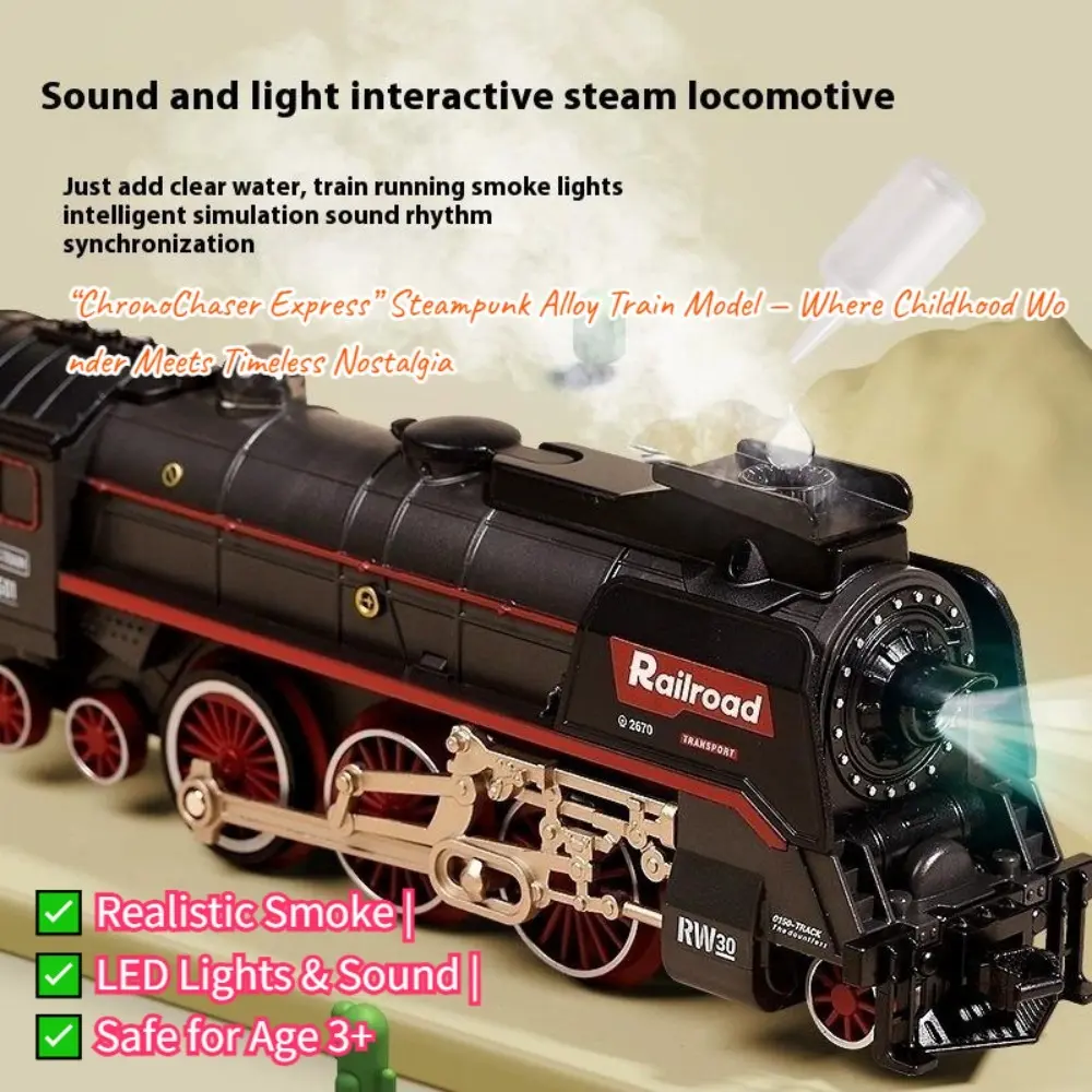 "Smoke & Thunder Rail Master" 5-Car Electric Train Set - 3D Steam Wizardry, Luxury Tracks, Water Spray Feature - TikTok Top Bonding Toy Gift for Age 3+ Boys & Girls