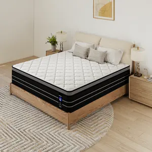 12/14 Inch Medium-Firm Hybrid Spring Mattress -Twin\Full\Queen\King-Memory Foam Infused, Upgraded Support Springs for Comfortable & Supportive Sleep, Fiberglass-Free & Cool Night Sleep, Ideal for Home & Hotel Use Queen Size mattress