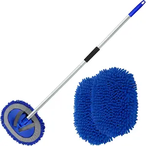 62" Microfiber  Wash Brush with Long Handle  Washing Mop Kit Mitt Sponge  Cleaning Supplies Kit Duster RV Washing  Brush Accessories, 1 Chenille Scratch-Free Replacement