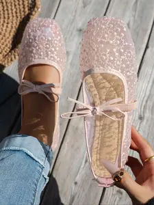Women's Elegant Summer Mesh Ballet Flats, Breathable Flats, Round Toe Closed-Toe Shoes, Fashionable Comfortable Party Wedding Shoes Outdoor Wear