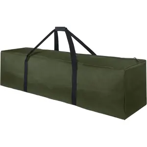 1-Pack 46 Inch Extra Large Zippered Duffel Bag for Travel Camping Sports Equipment Storage, Waterproof Foldable Luggage Bag with Padded Handles (Green)