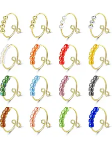 16Pcs Fidget Spinner Rings with Beads Adjustable Spinner Rings Pack Stackable Fidget Rings for Women Men Teens