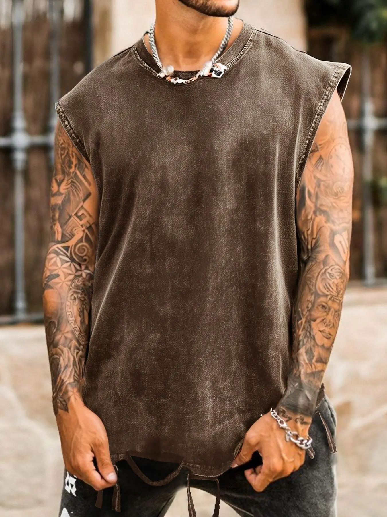 Men's Letter Print Wide Shoulder Vest, Streetwear Fashion Breathable Summer Casual Sleeveless Top for Daily Outdoor Wear, Menswear for All Seasons