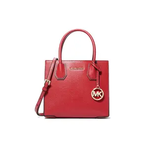 MICHAEL KORS Mercer Logo Tote Bag in Red Leather for Women with Shoulder Strap