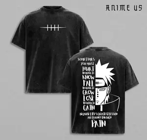 Leader Of Akatsuki Nagato x Pain Six Paths x Naruto Vintage Washed Tee, Unisex Oversized Heavyweight Cotton T-shirt for Anime Streetwear Fans Anime Streetwear Inspirational Quote Te Pain Fans