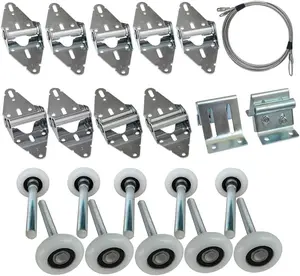 Premium Garage Door Roller Hinge Top Bracket Wire Rope Kit for 7 Height Doors with Durable Wheels and Secure Brackets
