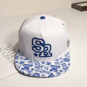 Cross-border new trendy street hip-hop hat with letter print, flat brim, unisex, adjustable - SR model