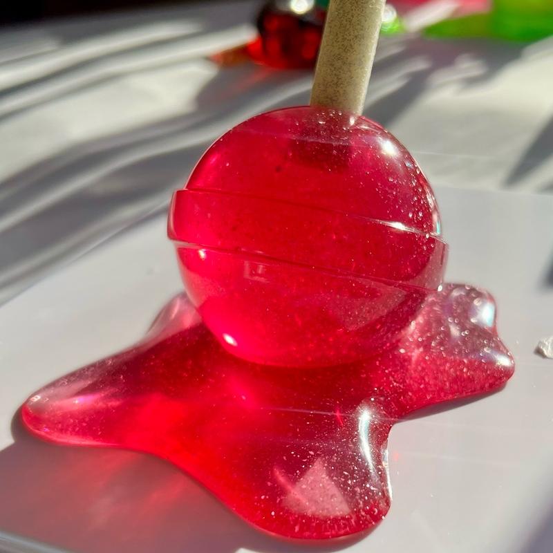 Retro Resin Art Melted Lollipop Ring & Pen Holder Desk Decor Candy Art Glitter Finish
