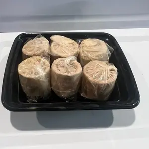 Six mini clay Cantaritos filled with caolin and terron. White and brown clay. Each Cantarito is 2 inches tall and 1 inch  wide. Made in Mexico