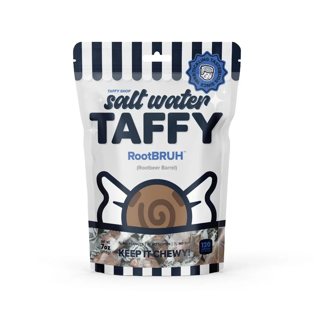 Taffy Shop, RootBRUH Salt Water Taffy - Gourmet Rootbeer Soft, Sweet & Chewy Candy