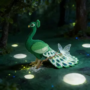 Peacock 3D Puzzle Building Block Ornament, Home Office Bookshelf Decor, Party Decoration, Ideal Housewarming Gift