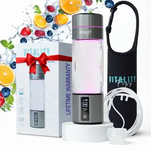 Vitality Fizz 2025 Portable Hydrogen Water Bottle Generator & Ionizer with 6000+ PPB SPE/PEM Technology, Includes Nasal Cannula, Disposable Water Bottle Adapter, Travel Pouch & USB Cable - Complete Hydration & Wellness Kit