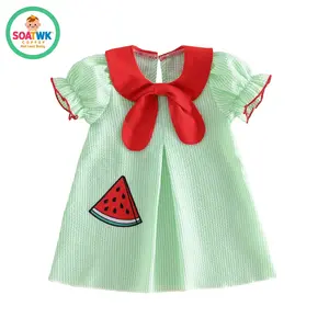 Kids Girl’s Stripes Dress, Short Sleeve Crew Neck Watermelon Summer A-line Dress Clothes