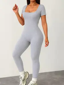 Women's form-fitting knit jumpsuit. Available in multiple colors, perfect for casual jumpsuits and versatile everyday wear, stylish, comfortable, and chic. Casual Basic Jumpsuit