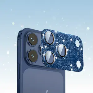 iPhone 17 Pro Max Camera Lens Protector, Glitter Ring Bling Design, 9H Tempered Glass, Anti-Scratch Shockproof Lens Cover for Women (Cosmic Orange Blue)