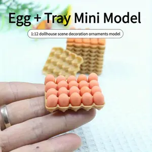 21pcs Mini Egg Carton Model Set, Plastic Material, 1:12 Scale Dollhouse Decorations, Play Kitchen Accessories, Realistic Design, Perfect for Collectors & Display