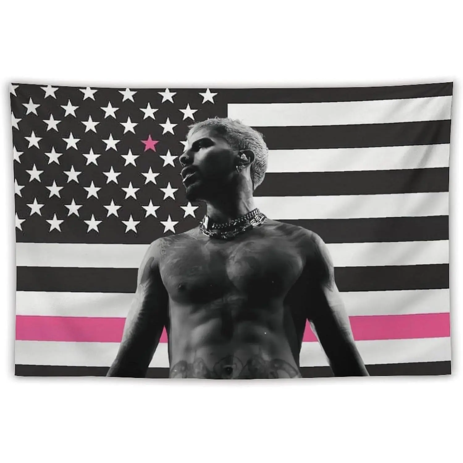 SECOLI-US Rauw Singer Alejandro American Flag Tapestry Poster 40x60in Retro Design Decorative Wall Hanging for College Dorms & Living Rooms
