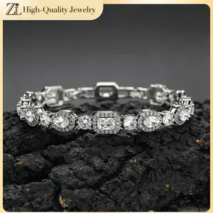7.5mm Adjustable Bracelet Unisex, 18cm+2cm Extension Chain Brass 5A Cubic Zirconia – Luxurious Everyday Gift Hip Hop Jewelry for Men Women