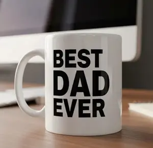 Best Dad Ever Coffee Mug Bold Typography Fathers Day Ceramic Mug Proud Dad Appreciation Cup Minimalist Black Letter Drinkware 11 Oz