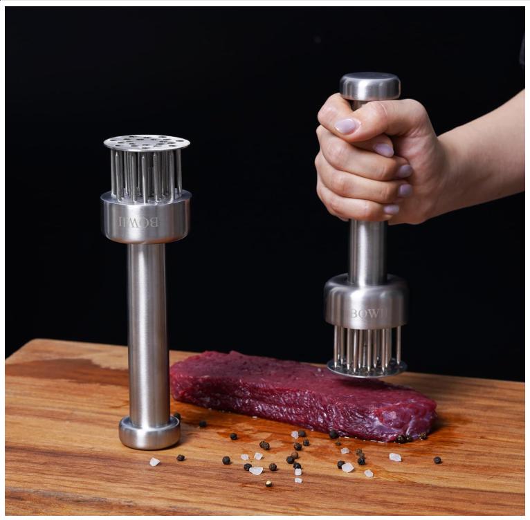 Stainless Steel Meat Tenderizer Tool with 21 Sharp Needles - A Meat Tenderizer Mallet for Chicken and Beef, Durable Meat Mallet Hammer, Easy-Grip Meat Hammer Tenderizer