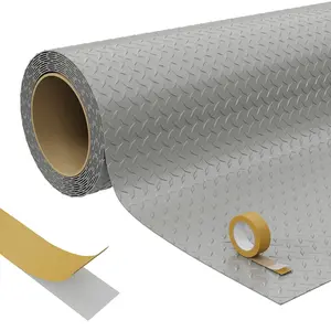 Heavy Duty Diamond Plate PVC Garage Floor Mat, 4x8FT/5x10 FT/7.5x17FT/7.5x20FT , Thickened, Waterproof & Non-Slip with Double-Sided Tape – Industrial Floor Protector for Cars, SUVs, Workshop, Warehouse, Basement