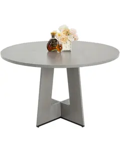 VEVOR Round Dining Table, 47 inch Wood Table for 4-6 Person, Farmhouse Circle Dinner Furniture, Rustic Leisure Tables with Thick Wooden Legs, for Home Kitchen Living Room, Grey (Only Table)