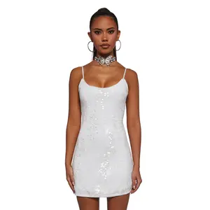 Over The Moon Sequin Dress - White