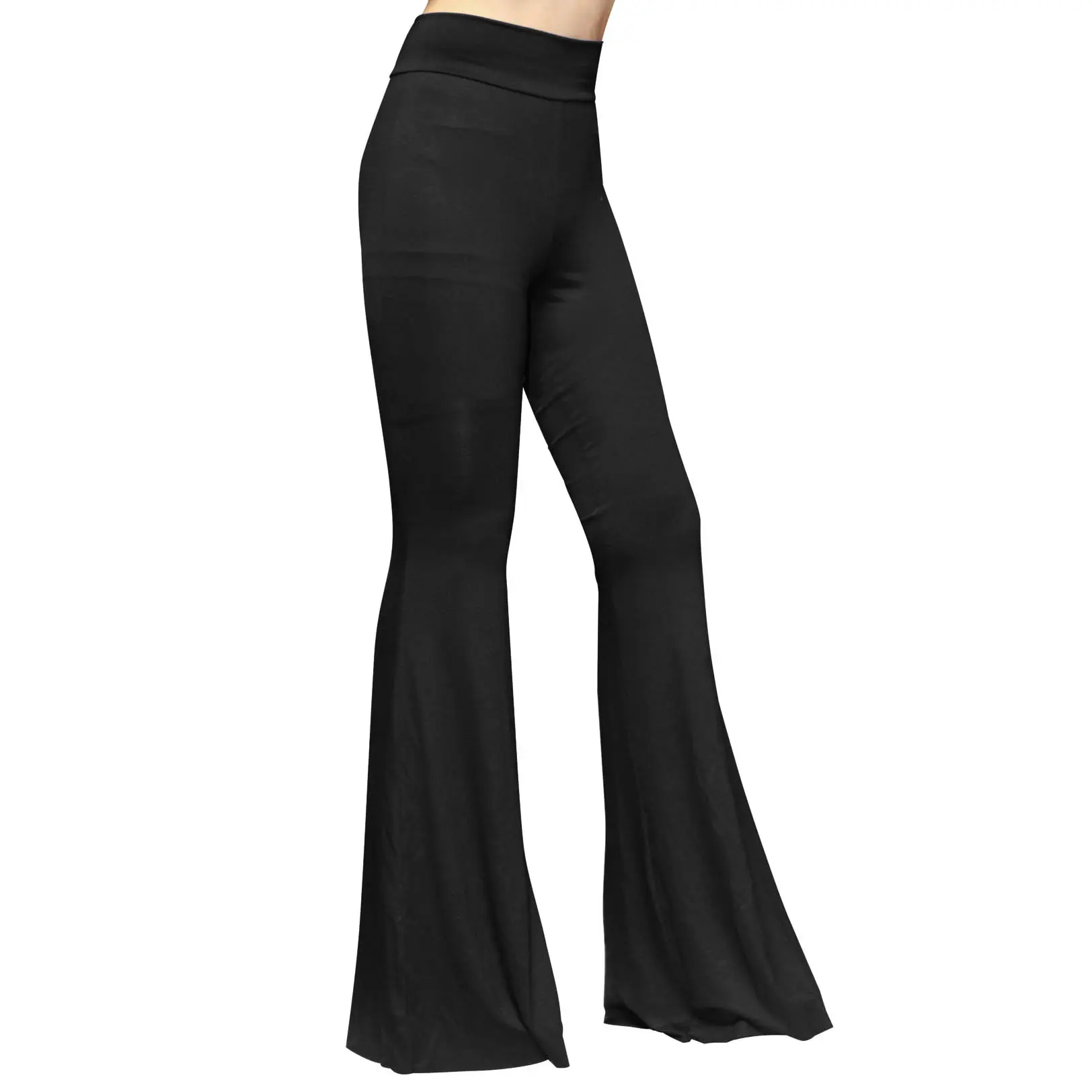 ShopMyTrend Women's High Waist Wide Flare Leg Long Bell Bottom Yoga Pants