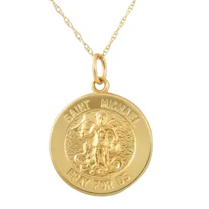14k Yellow Gold St. Michael Medal Pendant .5" Tall 1 Gram 14k Yellow Gold St. Michael Medal Pendant .5" Tall 1 Gram