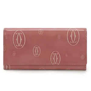 Pre-owned Cartier Patent Leather Small Leather Goods Happy Birthday Long Wallet