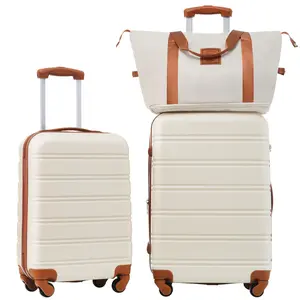 2 pieces of hard shell luggage set+luggage rotating suitcase with TSA lock, light weight, 20 inches+24 inches, smooth wheels, sturdy corners, boarding case size Travel Trolley Durable Carrier