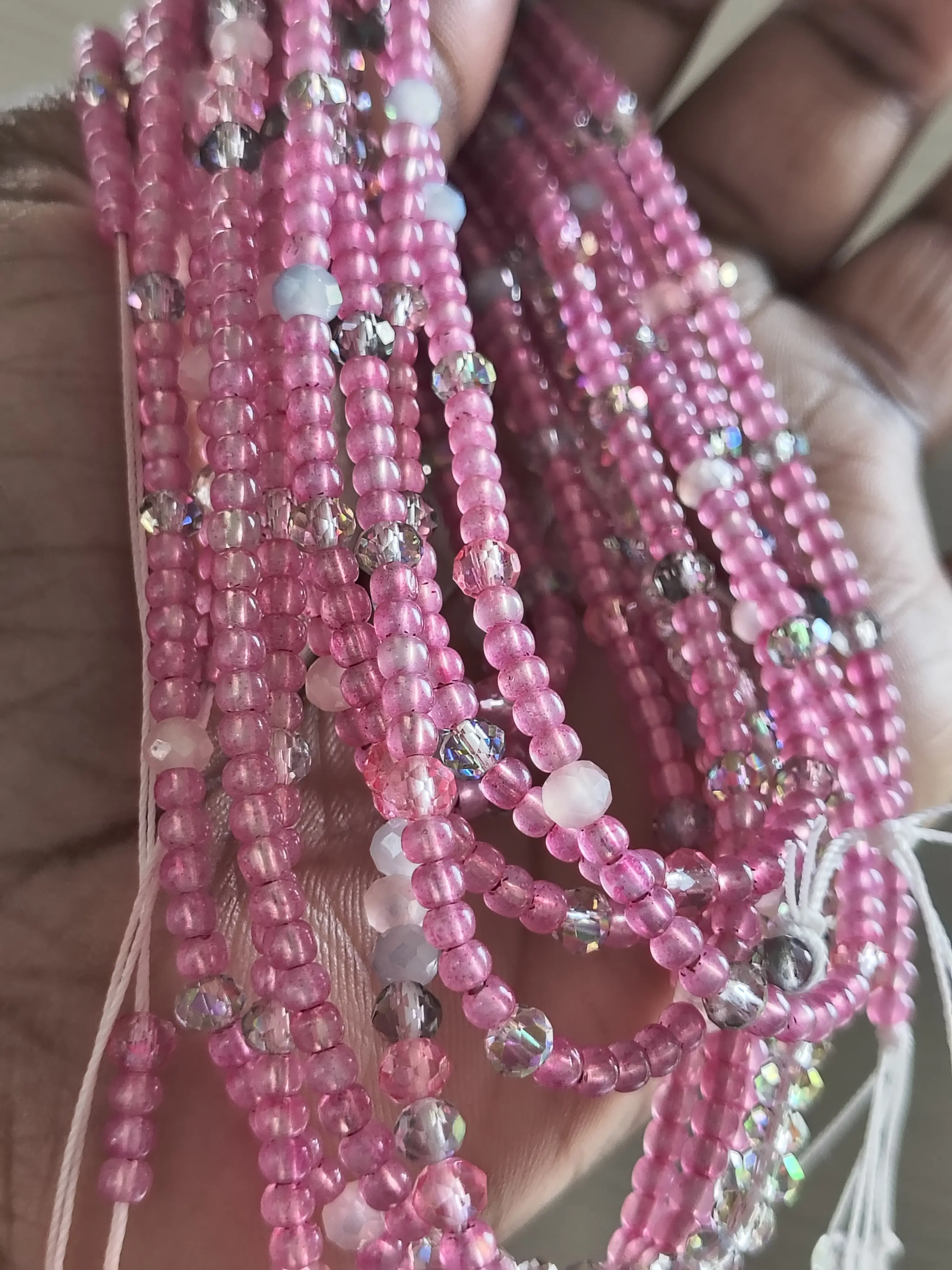 Divine Feminine Pink Energy 60 inch tie on waistbeads