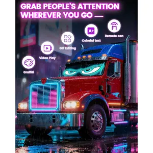 Devil Eyes Light 2PCS 23"x5" Dual Screen Sync LED for Cars Trucks SUVs RV App Controlled Animated Windshield with Custom Text Graphics