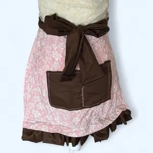 handmade pink and brown half apron