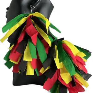 Colorful Fringe Earrings - Red, Yellow, Green, Black Frayed Design with Tassels for Stylish Fashion Accessory