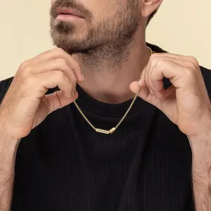 AS101 Personalize Necklace For Dad With Kids Name, Custom Men's Gold Necklace, Personalized Gift For Dad, Daddy Jewelry,Father’s Day Gift