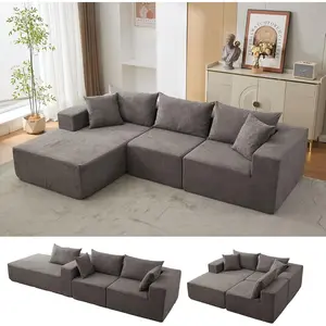 Garvee 108" Modular Cloud Sectional Couch with Chaise, Fluffy Compressed L-Shaped Sofa for Living Room, Boneless Design, No Assembly Required, Available in Beige, Left or Right Facing
