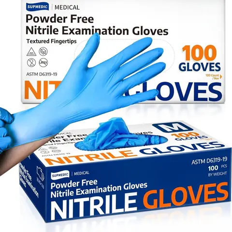 Medical Soft Max™  Exam Gloves, 100 Count Latex-Free Powder-Free Non-Sterile Food Safe Disposable Glove, Blue Nitrile Professional