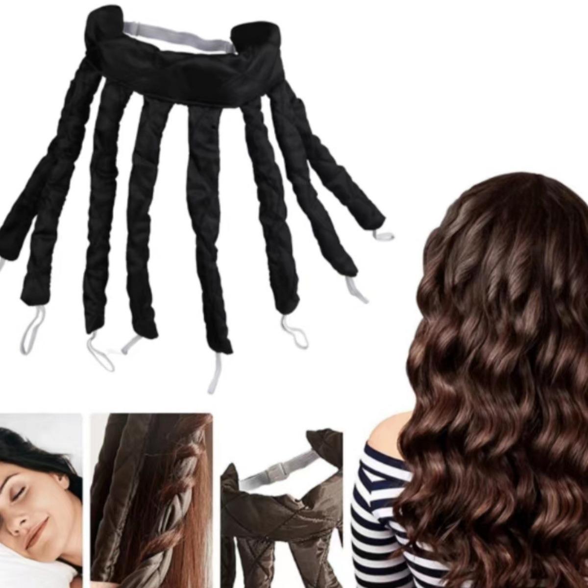 Heatless Curling Rod Headband for Long Hair, Soft Satin No Heat Hair Roller with 8 Detachable Claw Straps & Adjustable Headband Overnight Curlers to Create Natural Waves and Curls for Women and Girls Hair Styling Tool