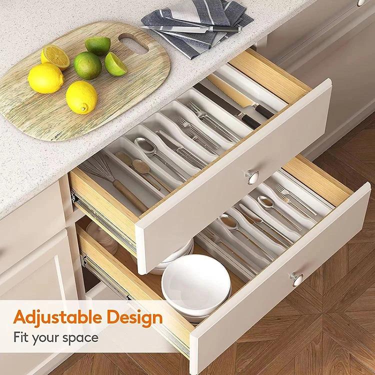 Expandable Utensil Tray Silverware Spoon Organizer Drawer Cover Adjustable Cutlery Tray Drawer Organizer Kitchen