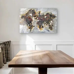 Begin Home Decor C1MP2030BJ3ZKZ 20 x 30 in. Texturized World Map with Typography Wall Art - Modern Red Metal Print