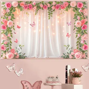 New Butterfly Background Birthday Party Decor Kids Adult Wedding Valentine's Day Birthday Party Supplies Baby Shower Po Backdrop Gifts