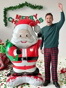 1pc Giant 47" Santa Claus Party Balloon - Heavy Duty Standing Decor  Events - Indoor/Outdoor Decoration, Holiday Occasion, Festive Design, Durable Foil Material, Reusable, Home Celebration Decoration Christmas Balloon