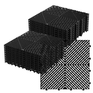 Explorinox 20 Pcs Modular Interlocking Cushion, 15.7" x 15.7" Interlocking Drainage Floor Tile, Non-Slip Black PP Splicing Drainage Mat for Deck, Pool, Patio, Shower, Kitchen, Balcony, Indoor Outdoor